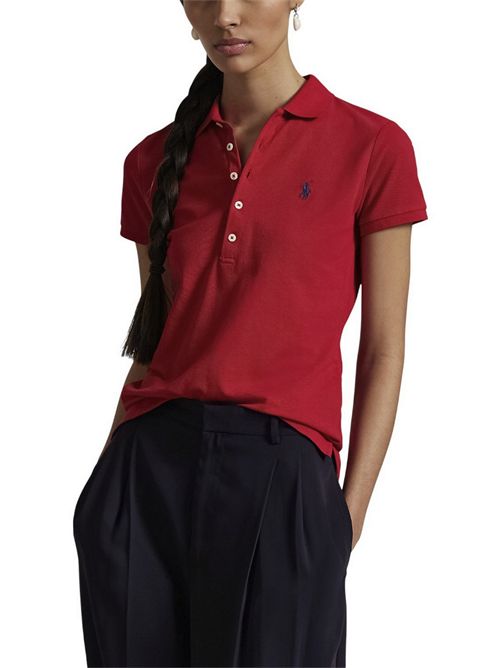 polo donna con abbottonatura lunga rosso Ralph Lauren | 211B18200008